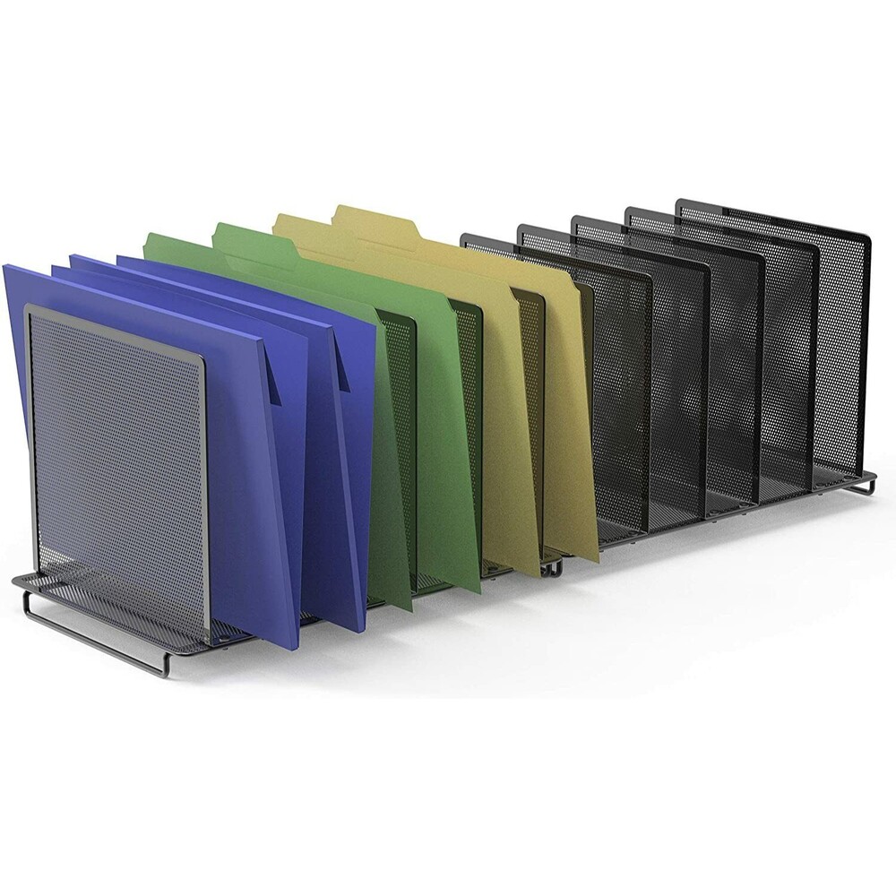 Set of 2 - 5 Section Upright File Sorter Organizer, Black